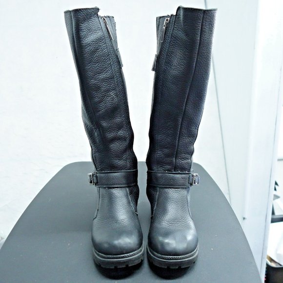 Harley Davidson Motorcycle Boot Women's 6 Black Full Zip High Top Leather Upper - Picture 2 of 12